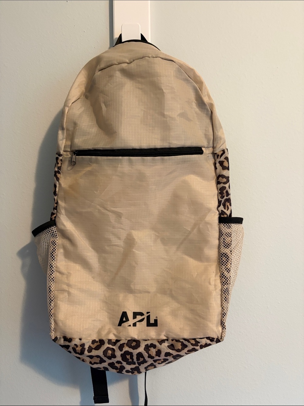 APL Beige Backpack with Leopard Accent